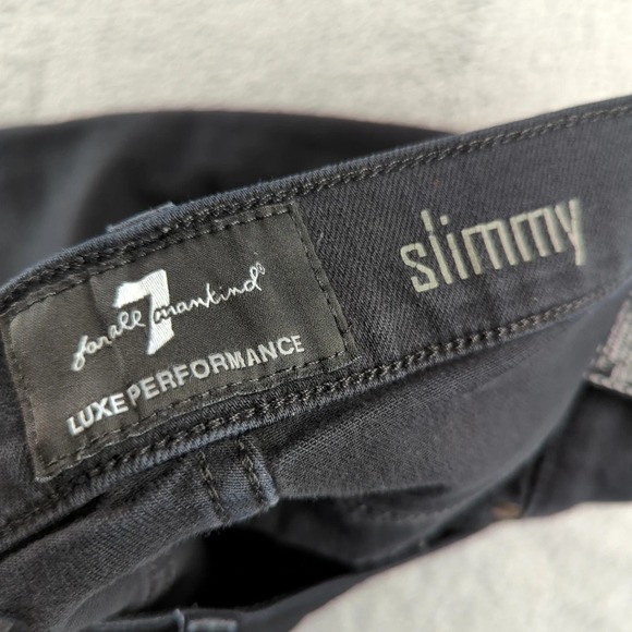 7 For All Mankind Slimmy Jeans Mens 30 Black Luxe Performance Stretch Denim - Picture 4 of 10